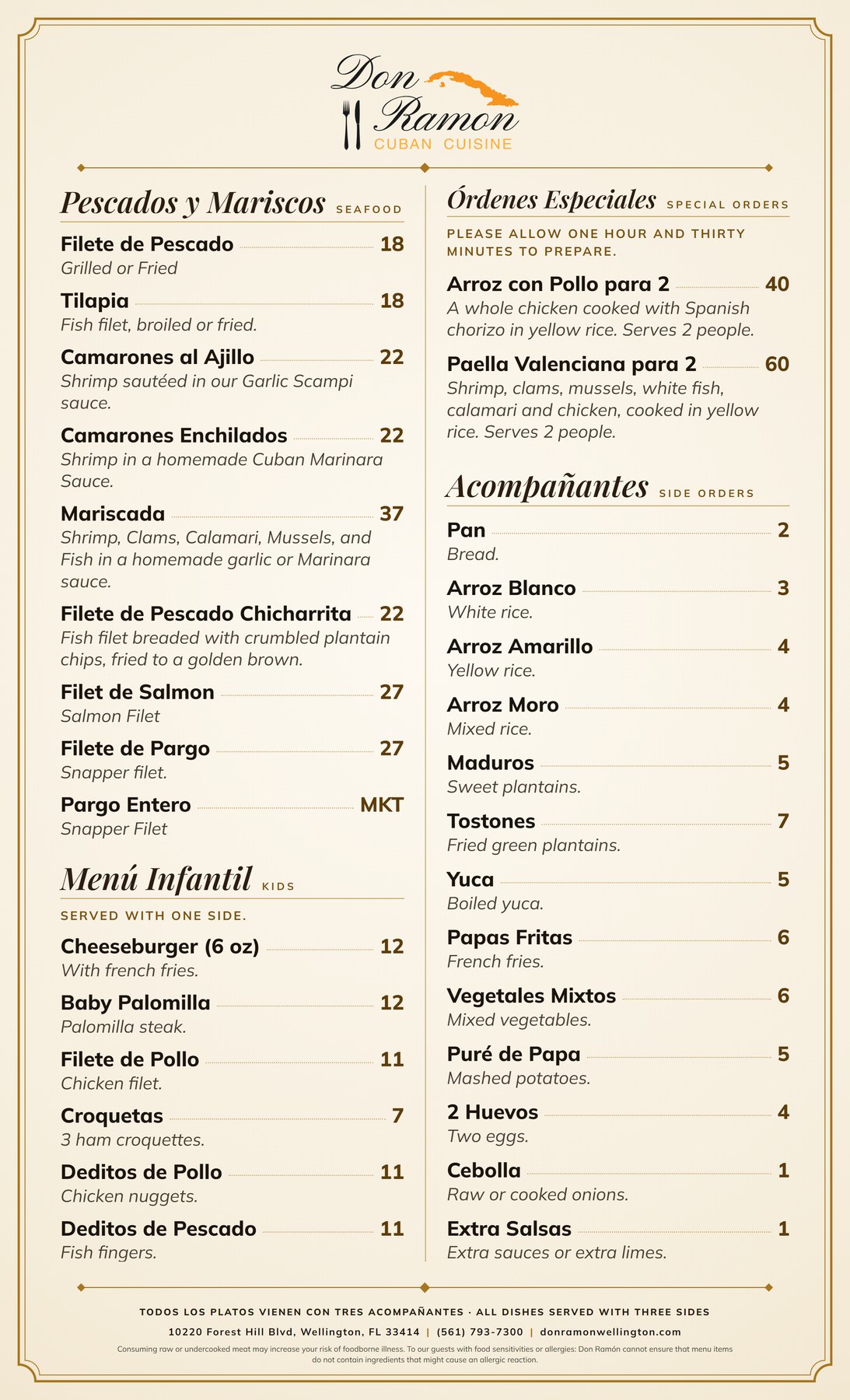 Don Ramon dine-in menu, page 4